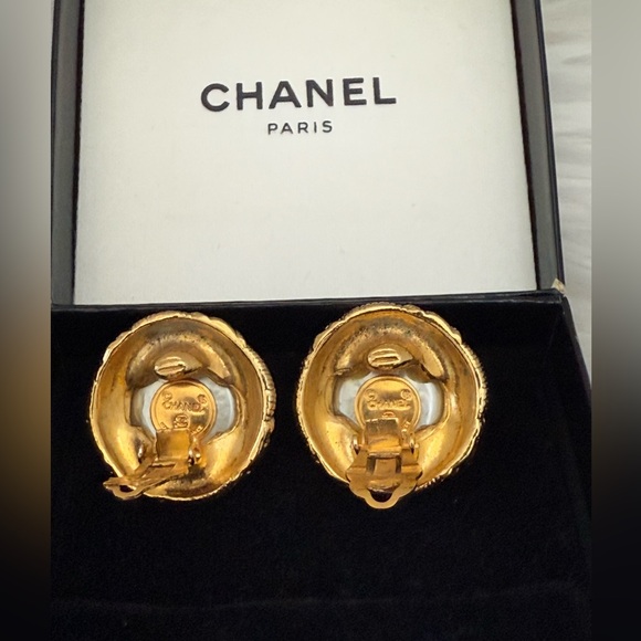 CHANEL Pearl Gold Tone Earrings - Picture 7 of 9